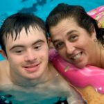 woman and man in pool closeup