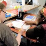 women doing homework