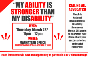 Disability Awareness Month Workshop: “MY ABILITY IS STRONGER THAN MY DISABILITY”